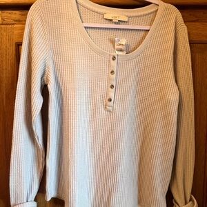 LOFT Women's Light Grey Waffle Knit Top